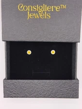 Rhodium Plated Moissanite Halo Earrings Yellow Center – Sparkling Gift Jewelry