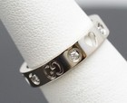 GUCCI 18K White Gold 1/10ctw Diamond Icon Heart Cutout Diamond Ring Band w/box — photo 4