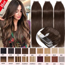 100 Remy Tape in Real Human Hair ExtensionS Full Head Skin Weft Straight 150g
