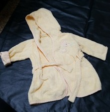 Yellow Carter's 0-9 month yellow terry robe with belt duckie