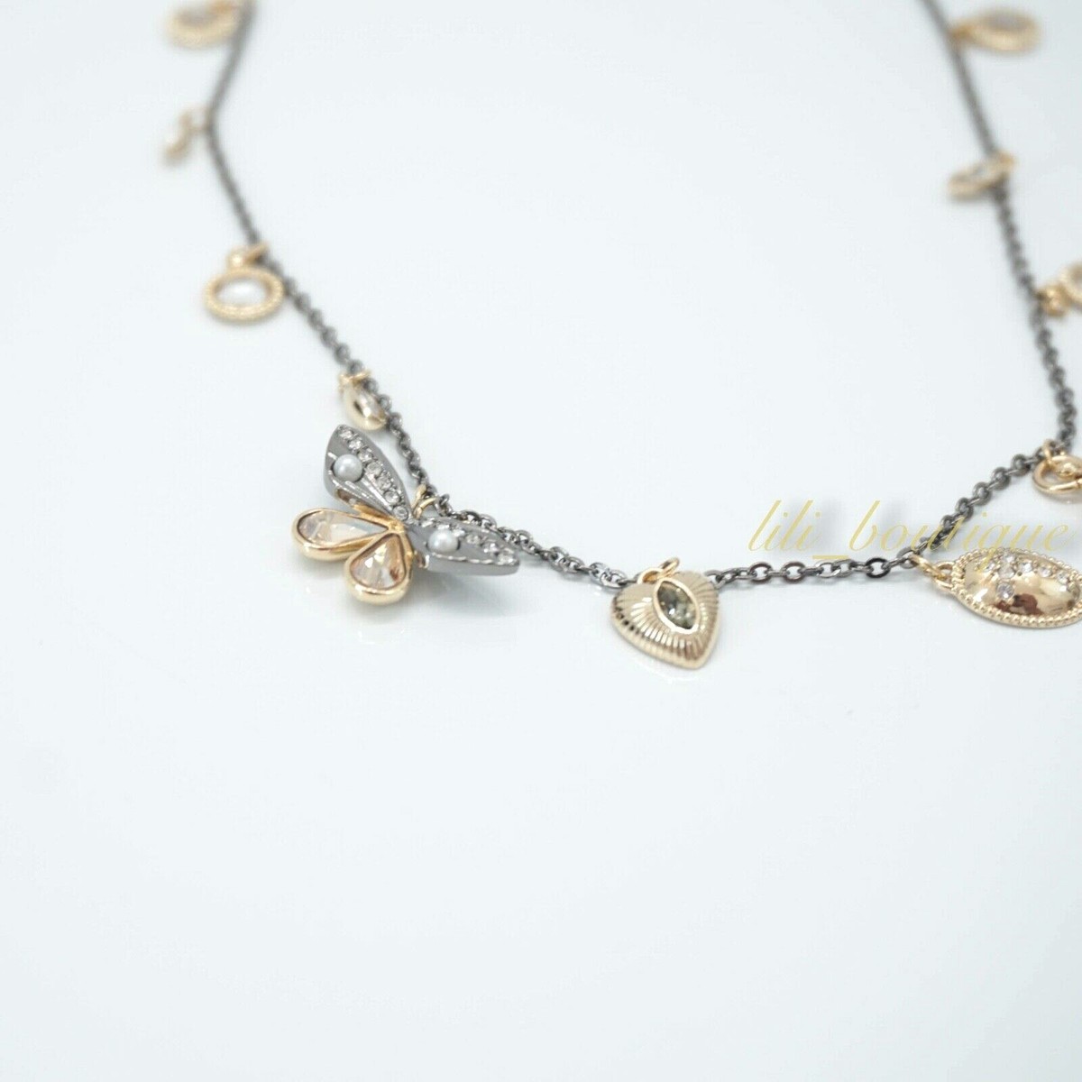 NIB Swarovski 5416699 Magnetic Necklace Mixed Metal Butterfly