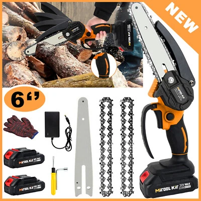 MITOOL KIT 2 Battery Mini Electric Chain Saws Cordless Handheld Portable Small Chainsaw