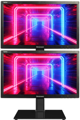 Dual Vertical Monitor Bundle 2 x 22'' Full HD HDMI Neu Dual Stand USB-C VGA DVI