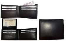 Lot of 3 Men's Black Bifold Calfskin leather 2 Bill slots 7 card 1 ID Window NWT