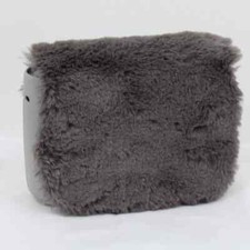 O Bag Italia Eva Compound Borsa a Mano Gomma Pelliccia Ecopelliccia Patta Chiusura Magnetica Grigio Obag