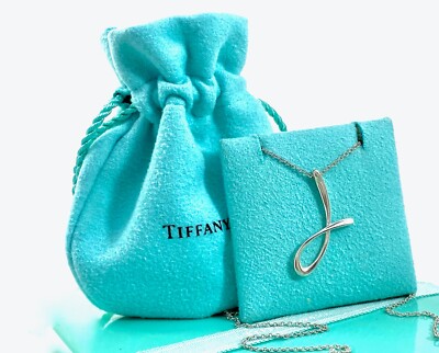 Tiffany J Shaped Necklace Auth TIFFANY Co Letter J Notes Alphabet