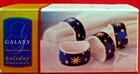 Sakura Dinnerware Galaxy Fine Porcelain Napkin Rings Blue With 14k Gold Set of 4