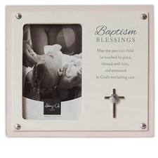 Frame-Baptism Blessings-Pink Holds 4 x 6 Photo 
