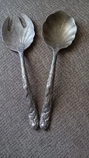 Vintage Arthur Court 1990 Salad  Serving Set Fork Spoon Rabbit Bunny Aluminium 