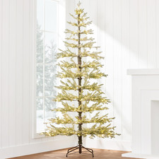 9ft Pre-Lit Flocked Christmas Tree with White  Multicolor LED Lights