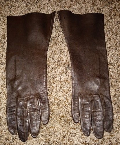 NWT VINTAGE CLASSIC AGNELLE GENUINE LAMBSKIN LEATHER MOCHA BROWN Gloves SZ 6 1/2 - Picture 2 of 4