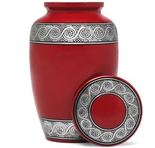 Cremation Urn for Human Ashes  Funeral Urn for Adults Remains Velvet Bag- Red