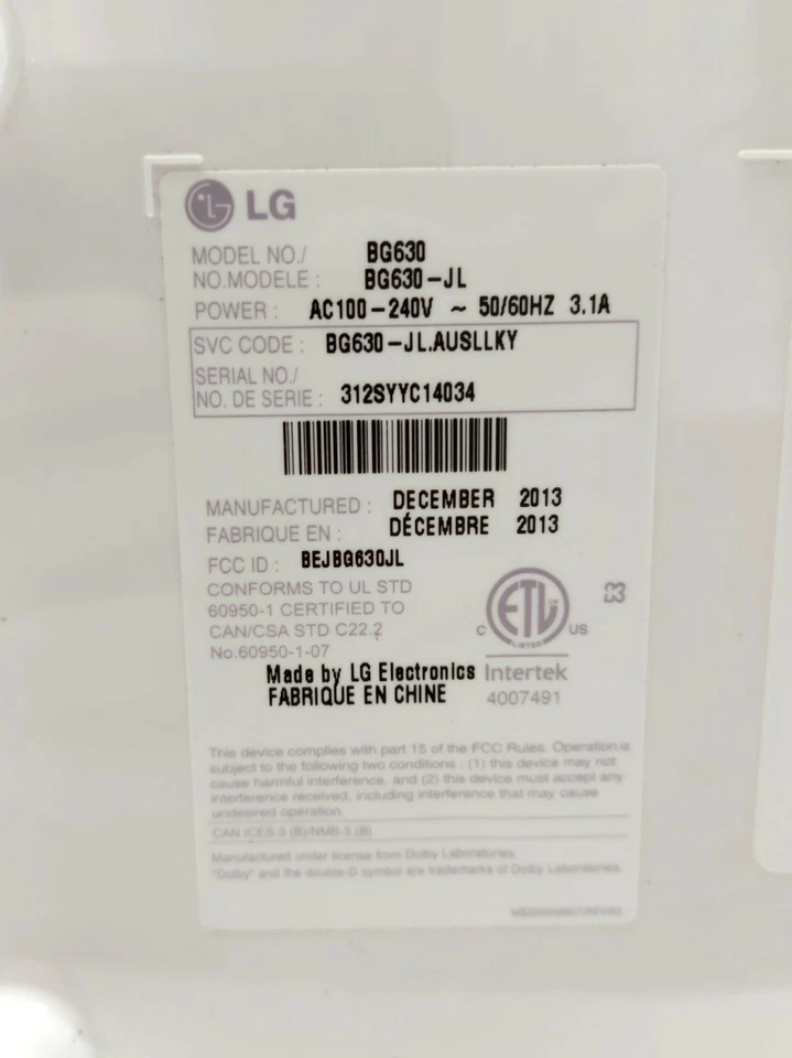 LG BG630 LCD Projector, 30-300", 1024 x 768, VGA, HDMI, WiFi, 100-240VAC - Image 2 of 4