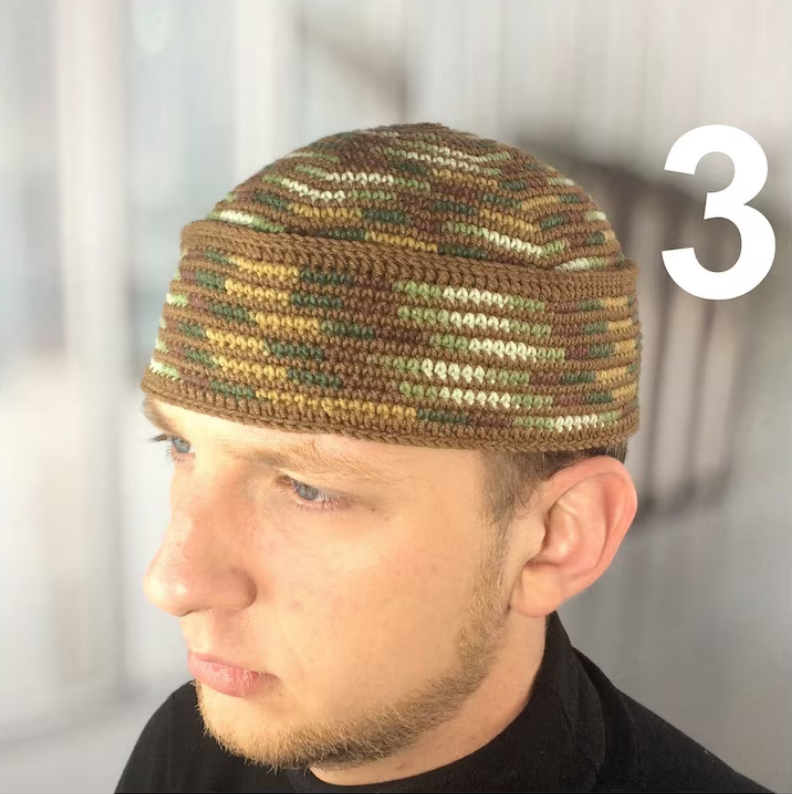 Crochet beanie men Jim Brown green kufi Ispired in Original
