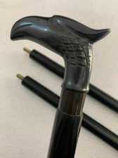 Brass eagle handle wooden walking stick cane in 3 fold