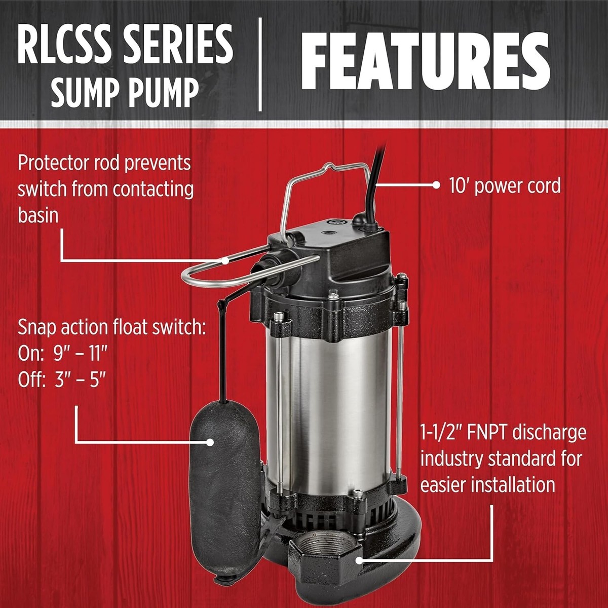 High-Performance 1/3 HP Stainless Steel Sump Pump - Snap