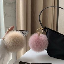 Soft Real Fox Fur Ball Pompom Keychain Keyring Bag Car Phone Pendent