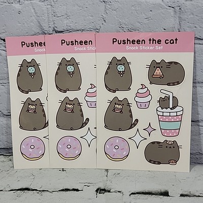 Pusheen The Cat Snack Stickers Lot Of 3 Sheets Skateboard Water Bottle Decals