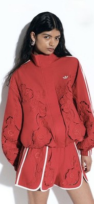 adidas Originals × ASOS oversized cutwork track jacket in red, Size L