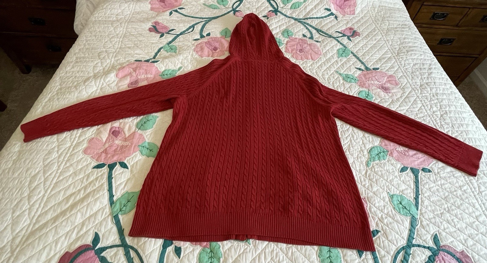 Classic Elements Red Classic Cable Knit  Zippered… - image 11