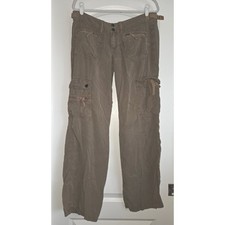 Guess Jeans VTG Y2K Low Rise Khaki Buckle Cargo Wide Leg Pant Jogger Women Sz 32