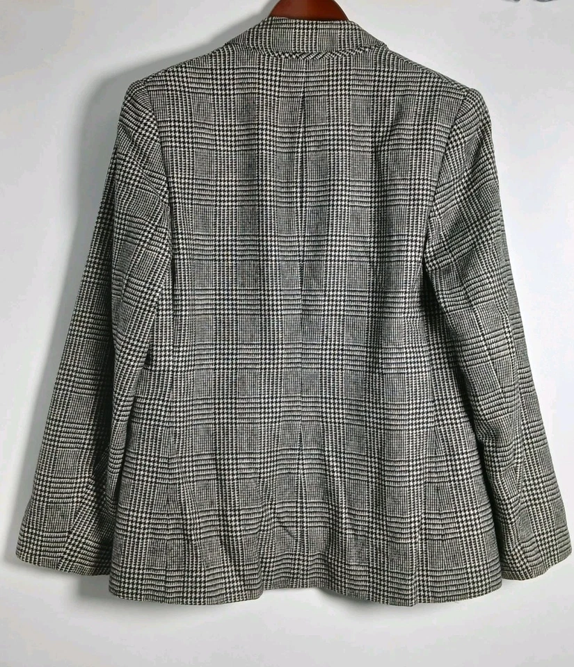 Blazer vintage Koret Career para mujer talla 10 mezcla de lana a cuadros Glen hecho en EE. UU. Foto 2 de 4