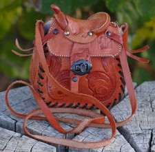 VINTAGE Genuine Leather Hand Tooled Saddle MINI Shoulder Bag WONDERFUL WESTERN 