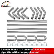 16pcs 2.5 Diy Universal Mild Steel Custom Mandrel Exhaust Pipe Bend Kit Wclamp