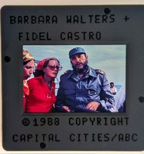 BARBARA WALTERS AND FIDEL CASTRO ORIG 35mm Color Slide A1016
