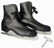 Vintage Ice Skates Mens size 12 Canada Black Sheffield Steel Original Lining