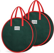 Wreath Storage Container, 2 Pack Christmas Wreath Storage Bag with Sturdy Handle
