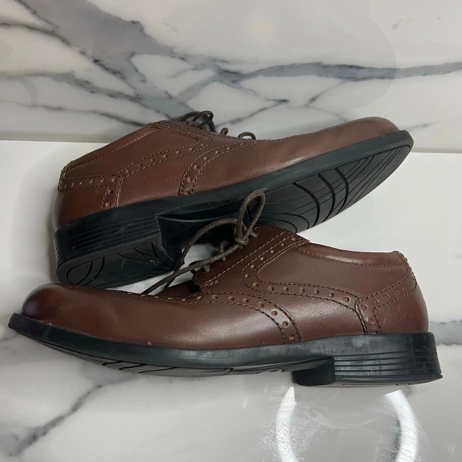 THOM BROWNE Thom McAn Scarpe eleganti Oxford classiche da uomo in pelle marrone bismark taglia 8 5