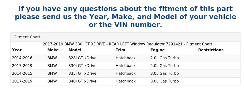 BMW 330I GT XDRIVE 2017-2019 - regulador de ventana trasero izquierdo 7291421 Foto 4 de 4