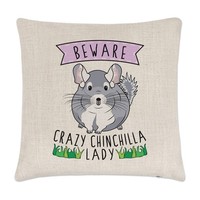 Beware VerrüCkte Chinchilla Damen Leinen Kissenbezug - Lustig Tiere