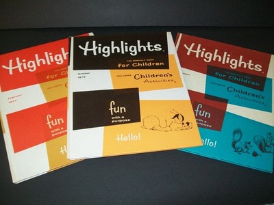 Vintage Highlights The Monthly Book for Children Lot of 3 Activity Books 1970's