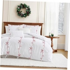 Holiday Red Bows Bedding 100 Cotton 2-Piece Twin Chili Red Sasha Bows