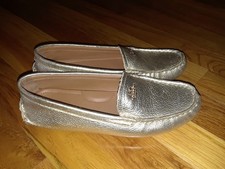 Ladies COACH Amber Gold Leather Driving Loafers Moccasins Size 6.5B
