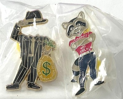 Odyssey Of the Mind Illinois Omer Mascot Paper Doll Costume Outfit 2 Pin Set Lot