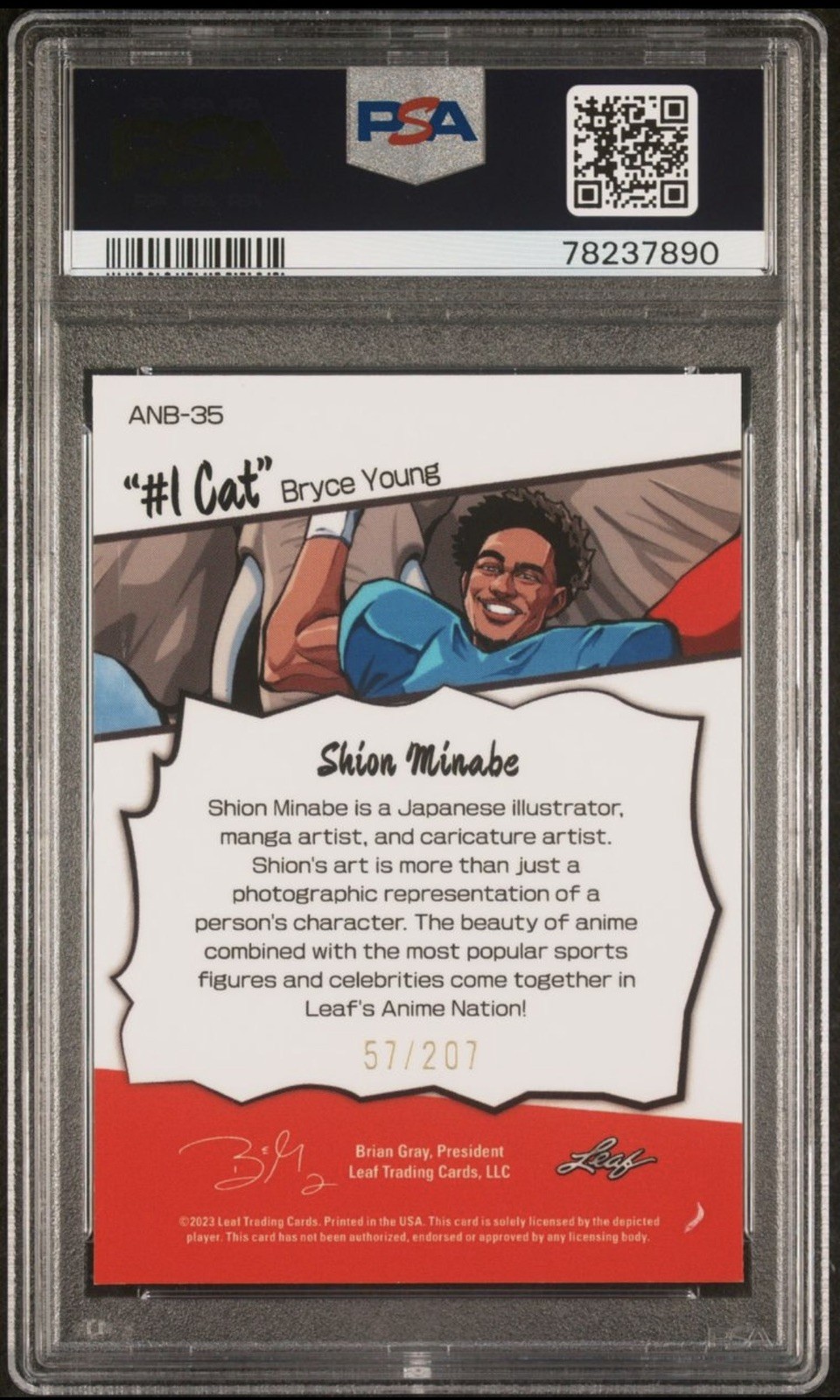 Bryce Young 2023 Leaf Metal Anime Nation /207 Rookie Card PSA 10 RARE POP 6 view 2