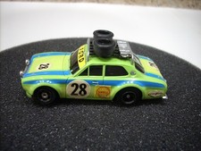 AFX Ford Escort Rally Green  Blue 28 Slot Car  GREAT TESTED CONDITION 