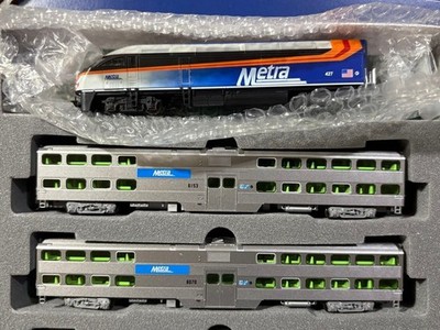 KATO 106-8702 Chicago METRA Gallery Bi-Level N Scale 7-Car Train Set Used JP Box