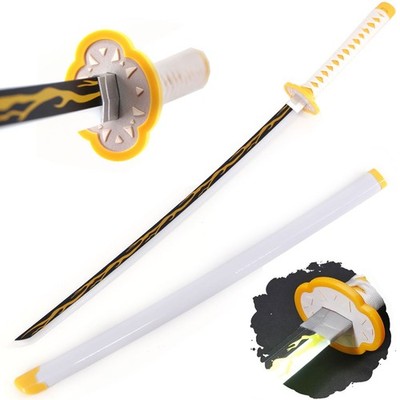 41'' Rechargeable LED Glowing Anime Zenitsu Cosplay Nichirin LightUp Katana Sword