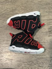 Nike Air More Uptempo TD black Varsity Red FB1345-001 Toddler Size 4C Slip Ons