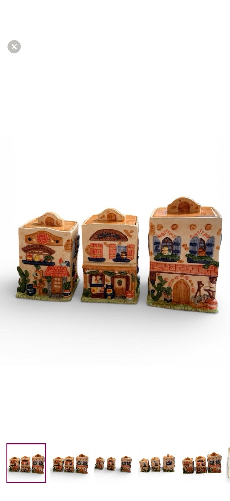 Ceramic Building Pattern Canister Set Multicolor With Lid Set of 3