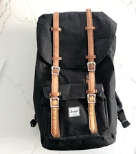 Herschel Little America Leather Laptop Backpack, Classic 25.0 L, Black School