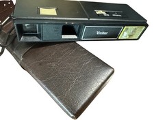 VIVITAR Vintage 600 POCKET CAMERA Works. Original Brown Leather Case Included