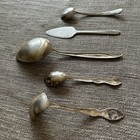5 Pieces Antique Silverplate Serving Ware Pieces Spoons Cake Server Ladles - NR — photo 8