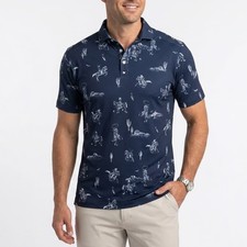 Bad Birdie Yeehaw Core Polo Mens Small Dark Navy Western Cowboy Golf