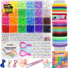 Pony Bulk Plastic Kandi Beads for Necklace Jewelry, Bracelets Making, Hair Braid