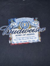 Budweiser Shirt Men's Bud Beer Promo L/S T-Shirt Large VTG Black Logo Tee